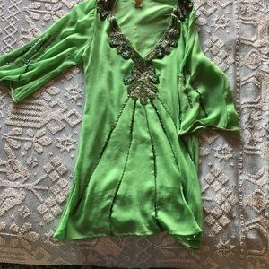 NWOT GORGEOUS  Dress/coverup with emerald jewels,